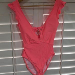 BRAND NEW Neon Pink Endara Bay One-Piece Deep plunge Swimsuit Size Small